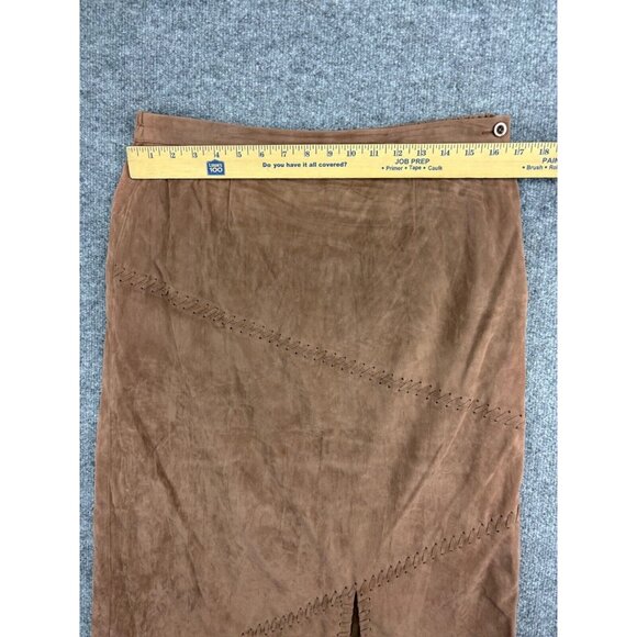 Selene Sport Jacket Skirt Set Women's 12 Brown Faux Suede Button Up Embellished - Picture 8 of 11